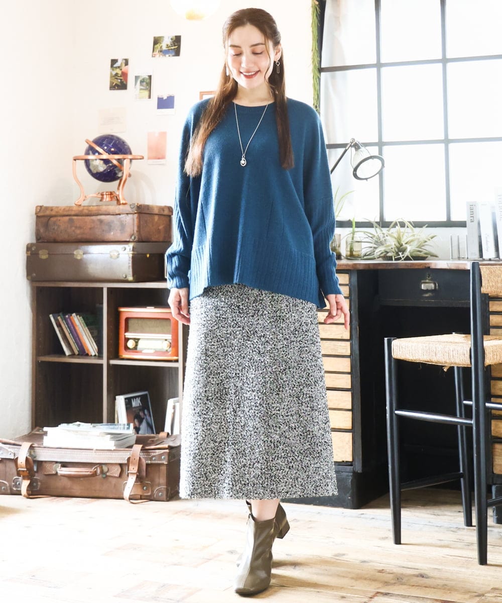 OLFAD01099 eur3(エウルキューブ) 【大きいサイズ】リブボクシーニット ブルー(55)