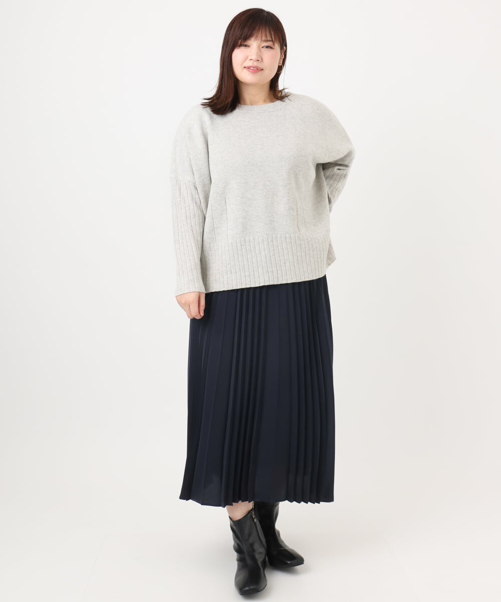OLFAD01099 eur3(エウルキューブ) 【大きいサイズ】リブボクシーニット ベージュ(82)