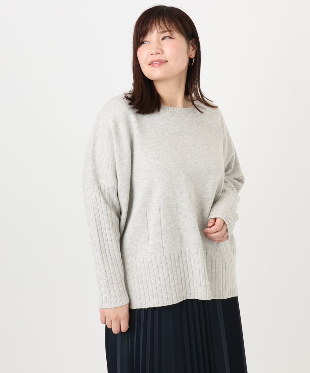 OLFAD01099 eur3(エウルキューブ) 【大きいサイズ】リブボクシーニット ベージュ(82)