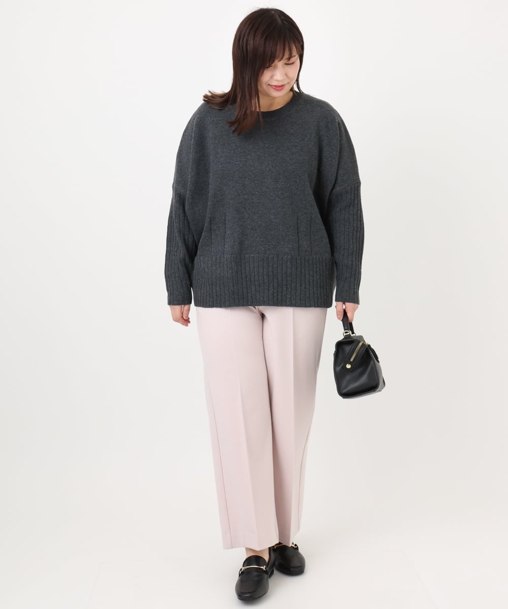 OLFAD01099 eur3(エウルキューブ) 【大きいサイズ】リブボクシーニット ダークグレー(93)