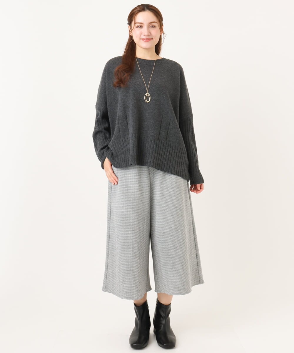 OLFAD01099 eur3(エウルキューブ) 【大きいサイズ】リブボクシーニット ダークグレー(93)