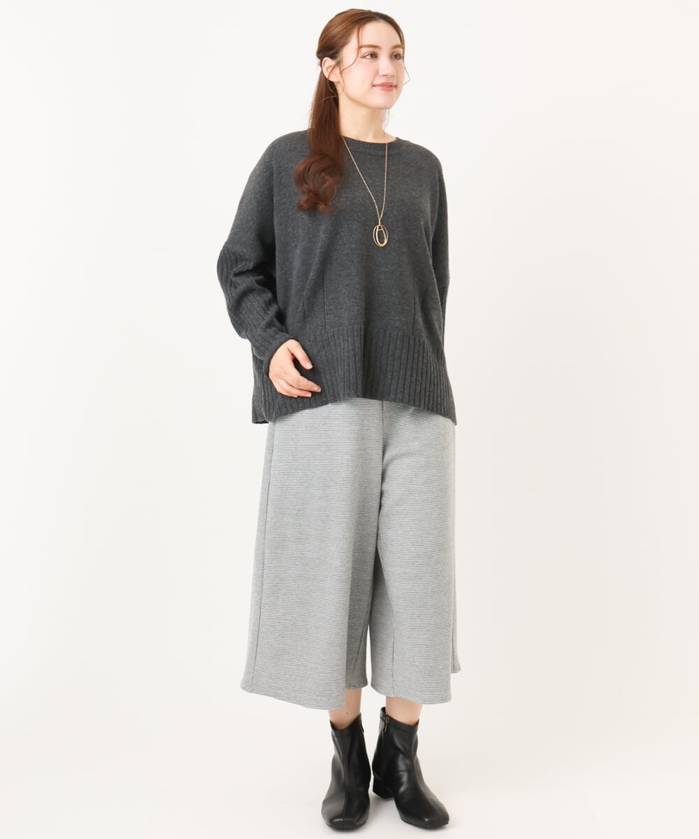 OLFAD01099 eur3(エウルキューブ) 【大きいサイズ】リブボクシーニット ダークグレー(93)