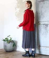 OLFAD04054 eur3(エウルキューブ) 【大きいサイズ】サイドスリットカラーニット レッド(05)