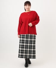 OLFAD04054 eur3(エウルキューブ) 【大きいサイズ】サイドスリットカラーニット レッド(05)
