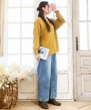 OLFAD04054 eur3(エウルキューブ) 【大きいサイズ】サイドスリットカラーニット マスタード(26)（WEB限定カラー）