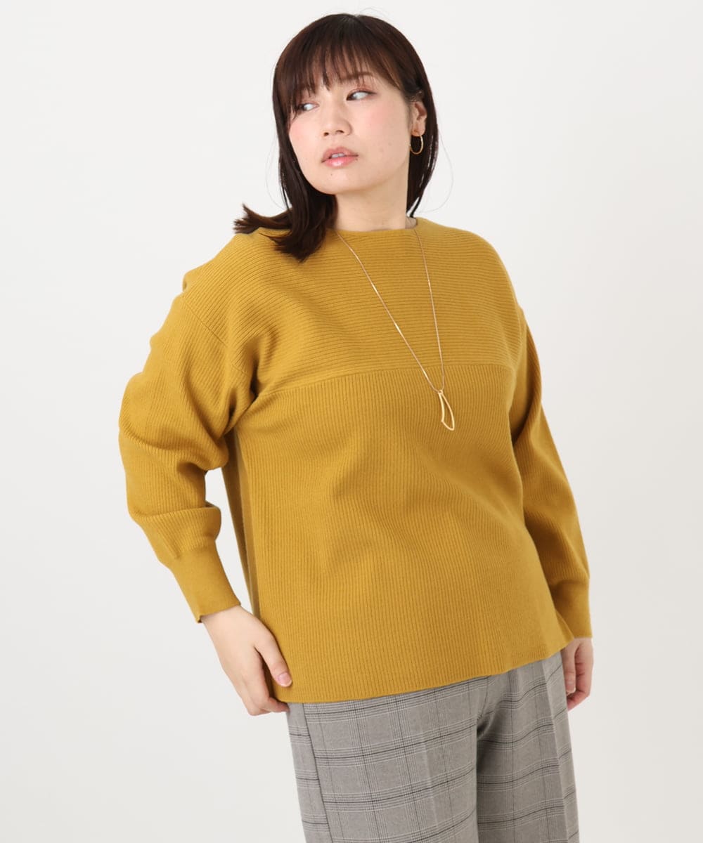 OLFAD04054 eur3(エウルキューブ) 【大きいサイズ】サイドスリットカラーニット マスタード(26)（WEB限定カラー）