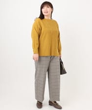 OLFAD04054 eur3(エウルキューブ) 【大きいサイズ】サイドスリットカラーニット マスタード(26)（WEB限定カラー）