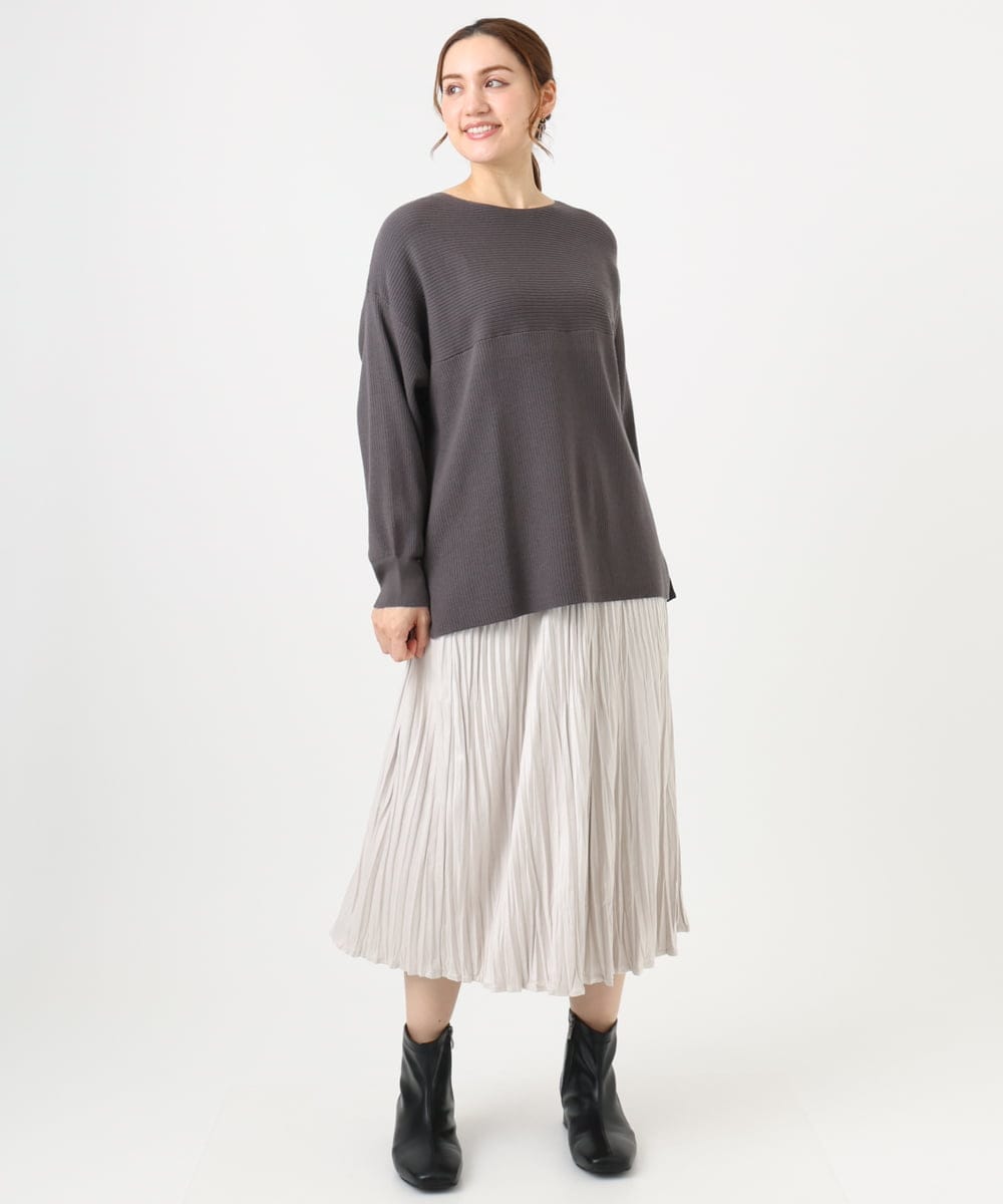 OLFAD04054 eur3(エウルキューブ) 【大きいサイズ】サイドスリットカラーニット ダークグレー(93)