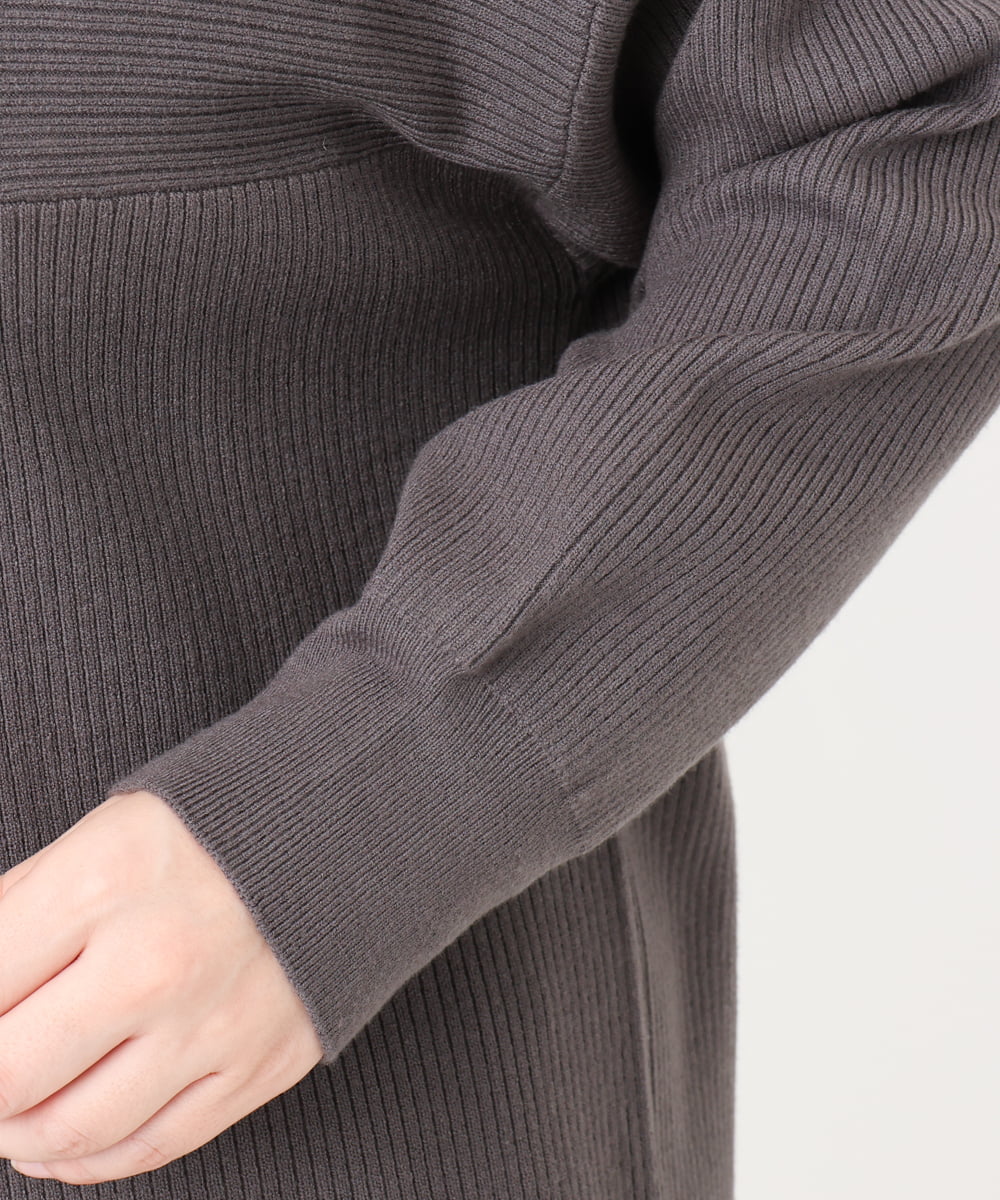 OLFAD04054 eur3(エウルキューブ) 【大きいサイズ】サイドスリットカラーニット ダークグレー(93)
