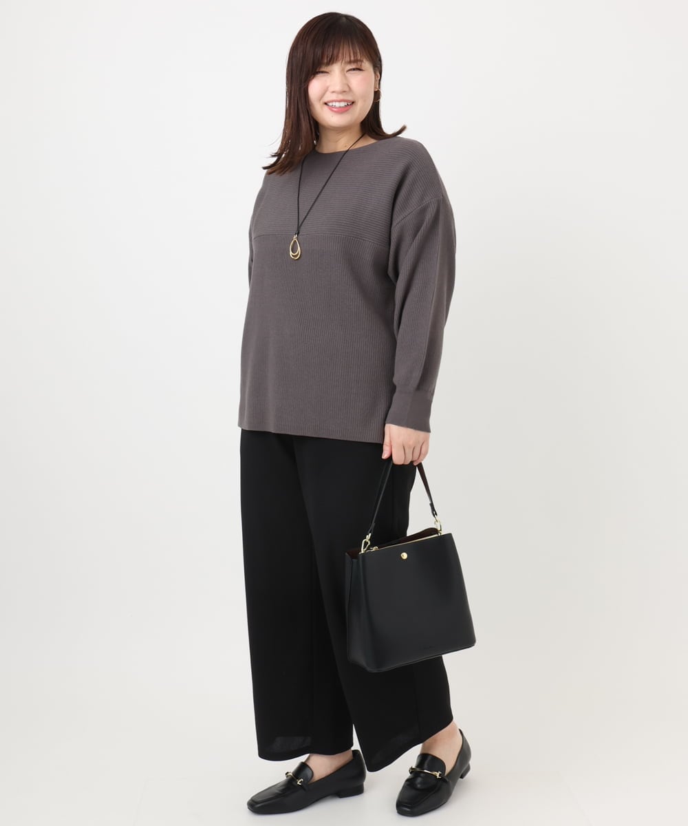 OLFAD04054 eur3(エウルキューブ) 【大きいサイズ】サイドスリットカラーニット ダークグレー(93)