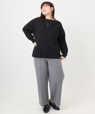 OLFAD04054 eur3(エウルキューブ) 【大きいサイズ】サイドスリットカラーニット ブラック(94)