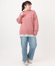 OLFAD09079 eur3(エウルキューブ) 【大きいサイズ】ゆるシルエットニット ピンク(03)