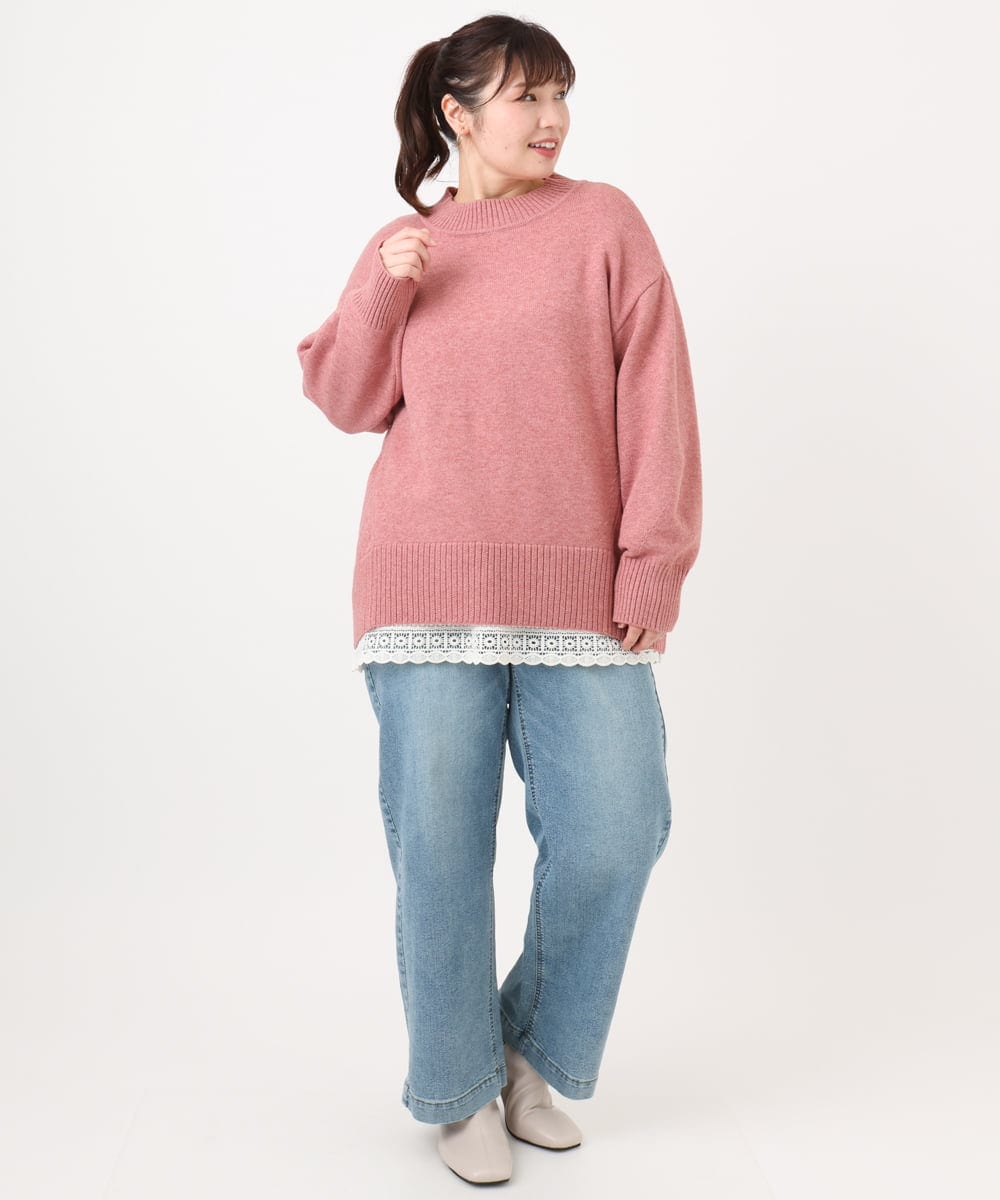 OLFAD09079 eur3(エウルキューブ) 【大きいサイズ】ゆるシルエットニット ピンク(03)