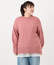 OLFAD09079 eur3(エウルキューブ) 【大きいサイズ】ゆるシルエットニット ピンク(03)