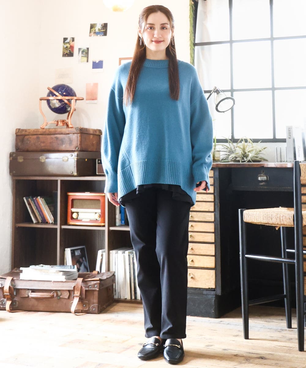 OLFAD09079 eur3(エウルキューブ) 【大きいサイズ】ゆるシルエットニット グリーン(35)