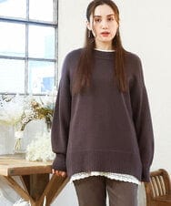 OLFAD09079 eur3(エウルキューブ) 【大きいサイズ】ゆるシルエットニット ダークブラウン(87)