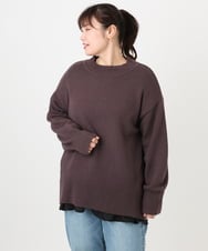 OLFAD09079 eur3(エウルキューブ) 【大きいサイズ】ゆるシルエットニット ダークブラウン(87)