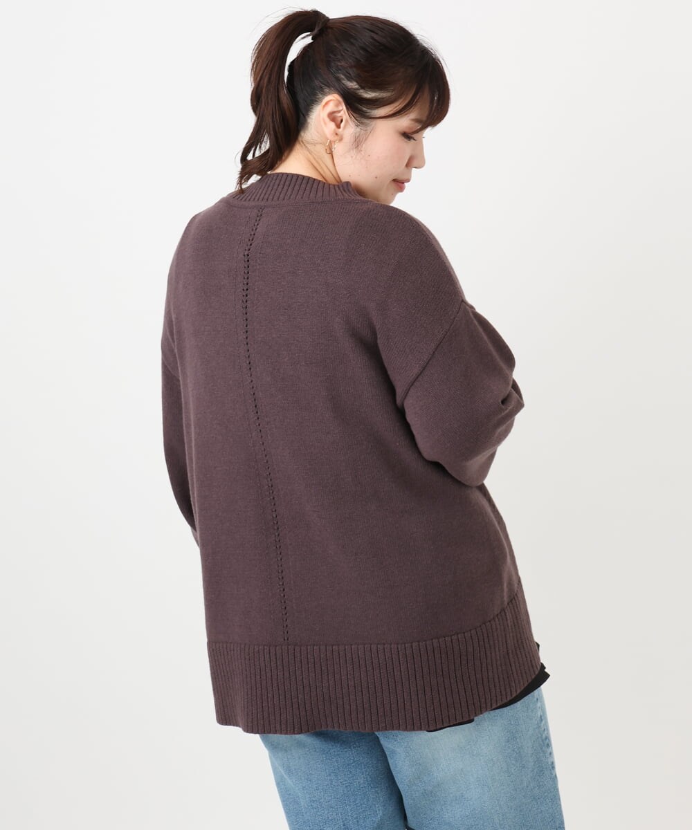 OLFAD09079 eur3(エウルキューブ) 【大きいサイズ】ゆるシルエットニット ダークブラウン(87)