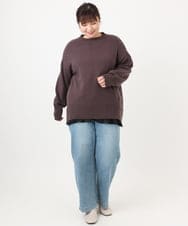 OLFAD09079 eur3(エウルキューブ) 【大きいサイズ】ゆるシルエットニット ダークブラウン(87)