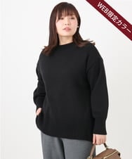 OLFAD09079 eur3(エウルキューブ) 【大きいサイズ】ゆるシルエットニット ブラック(94)