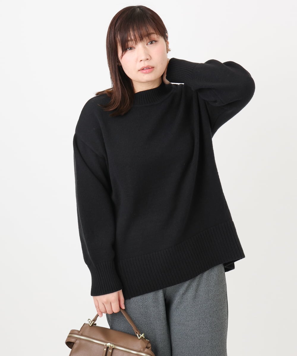 OLFAD09079 eur3(エウルキューブ) 【大きいサイズ】ゆるシルエットニット ブラック(94)