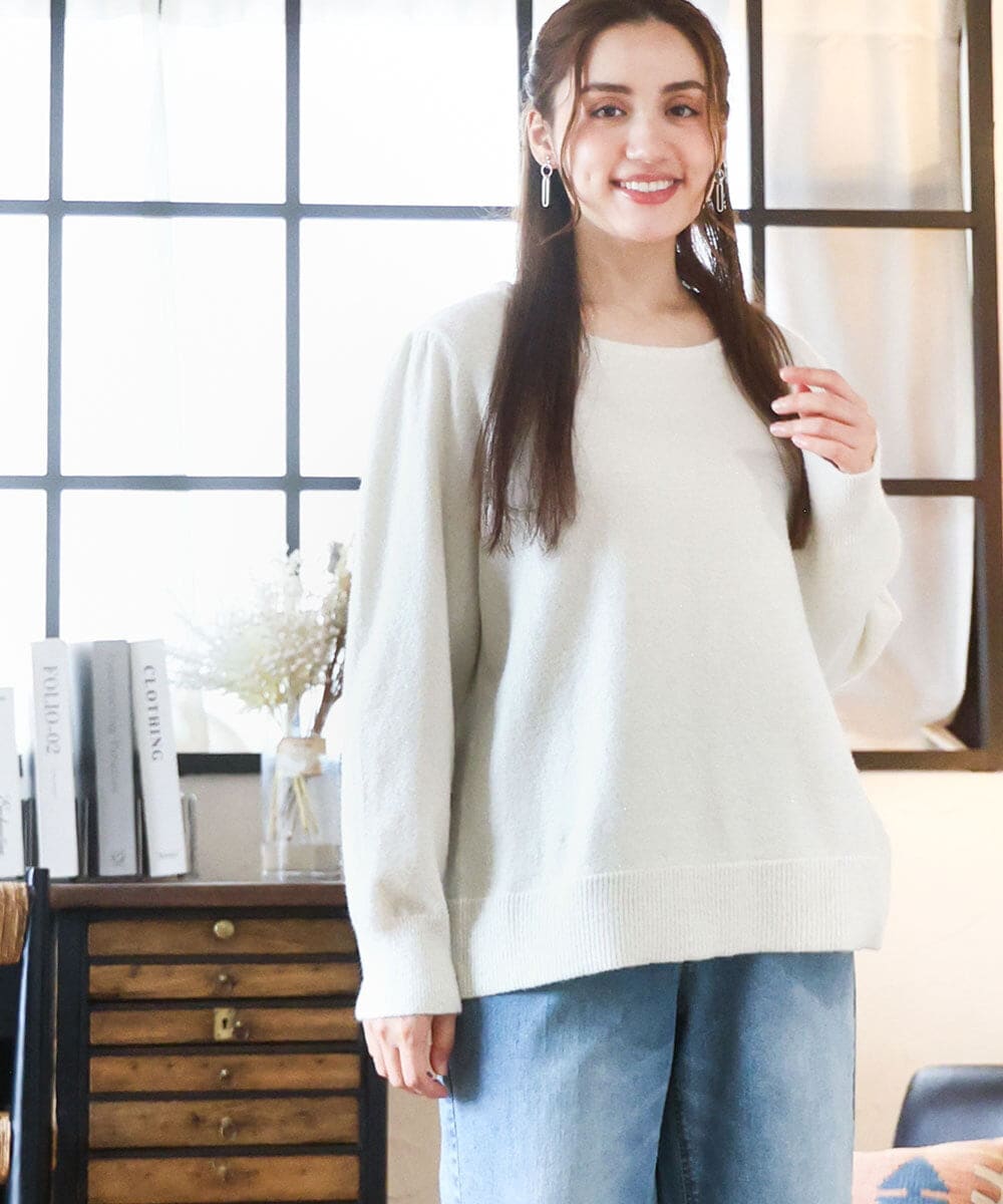 OLFAD11069 eur3(エウルキューブ) 【大きいサイズ/a.v.v×eur3】ラメスパンコールニット アイボリー(80)