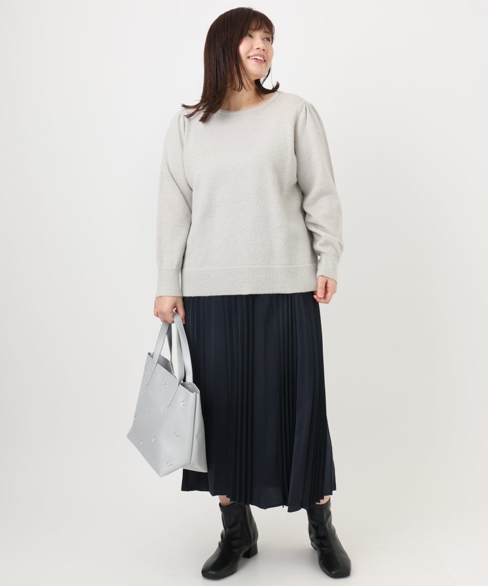 OLFAD11069 eur3(エウルキューブ) 【大きいサイズ/a.v.v×eur3】ラメスパンコールニット グレー(92)