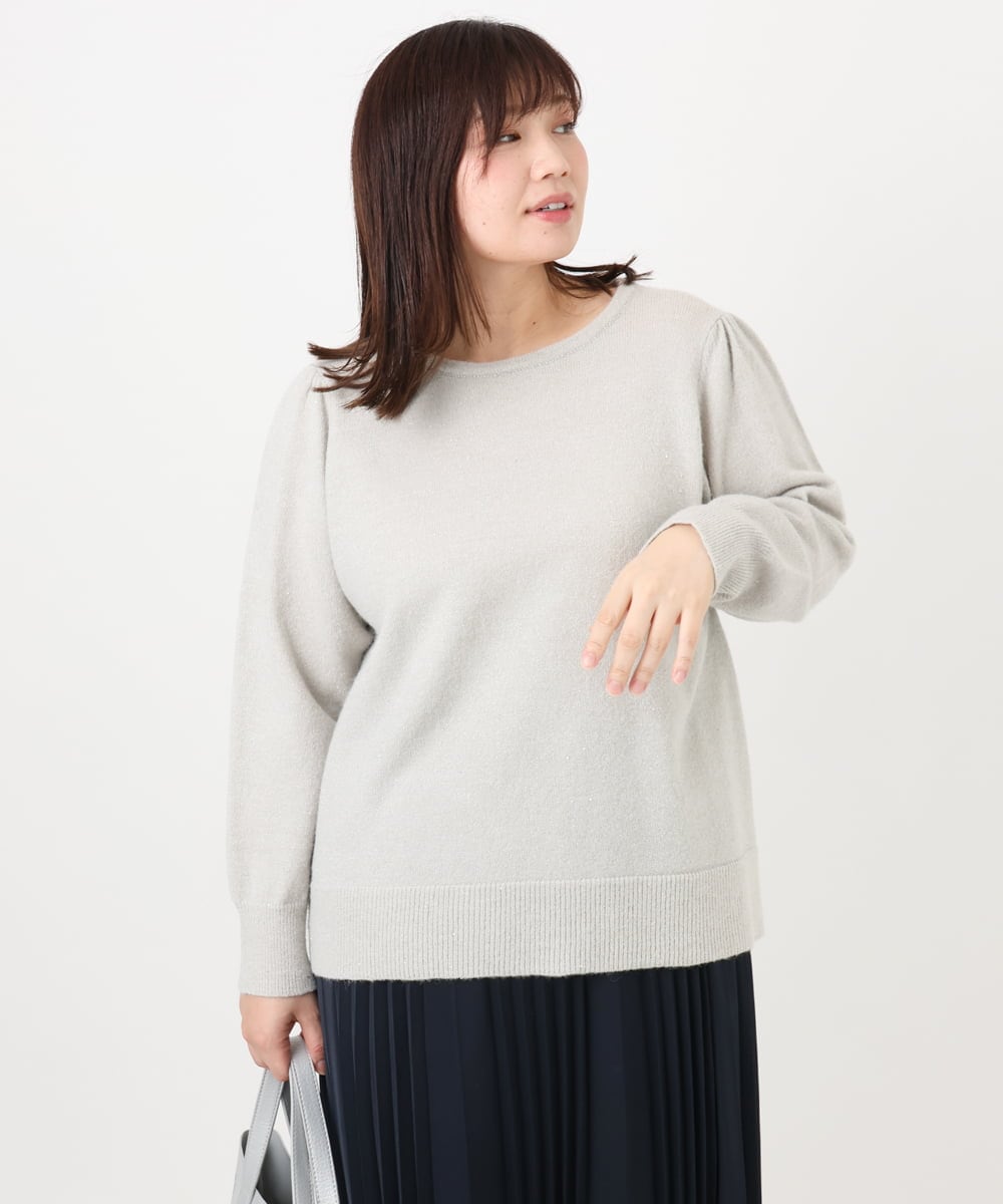OLFAD11069 eur3(エウルキューブ) 【大きいサイズ/a.v.v×eur3】ラメスパンコールニット グレー(92)