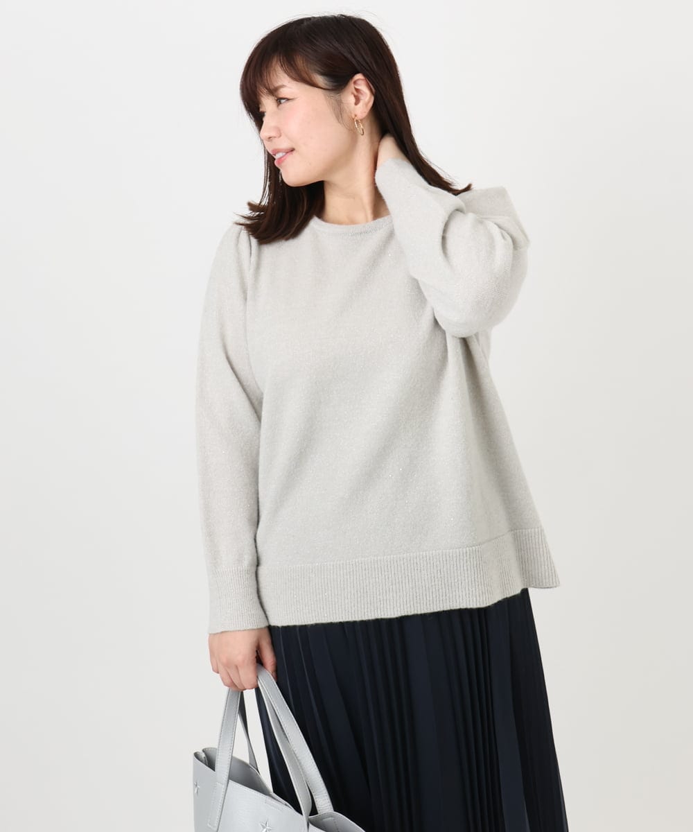 OLFAD11069 eur3(エウルキューブ) 【大きいサイズ/a.v.v×eur3】ラメスパンコールニット グレー(92)
