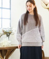 OLFAD12089 eur3(エウルキューブ) 【大きいサイズ/a.v.v×eur3】ブークレーシャギーニット グレー(92)