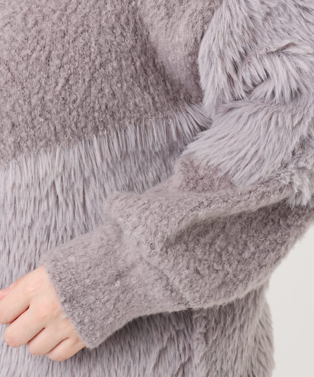 OLFAD12089 eur3(エウルキューブ) 【大きいサイズ/a.v.v×eur3】ブークレーシャギーニット グレー(92)