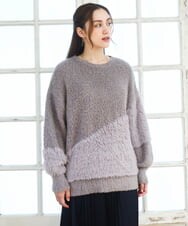 OLFAD12089 eur3(エウルキューブ) 【大きいサイズ/a.v.v×eur3】ブークレーシャギーニット グレー(92)