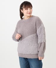 OLFAD12089 eur3(エウルキューブ) 【大きいサイズ/a.v.v×eur3】ブークレーシャギーニット グレー(92)