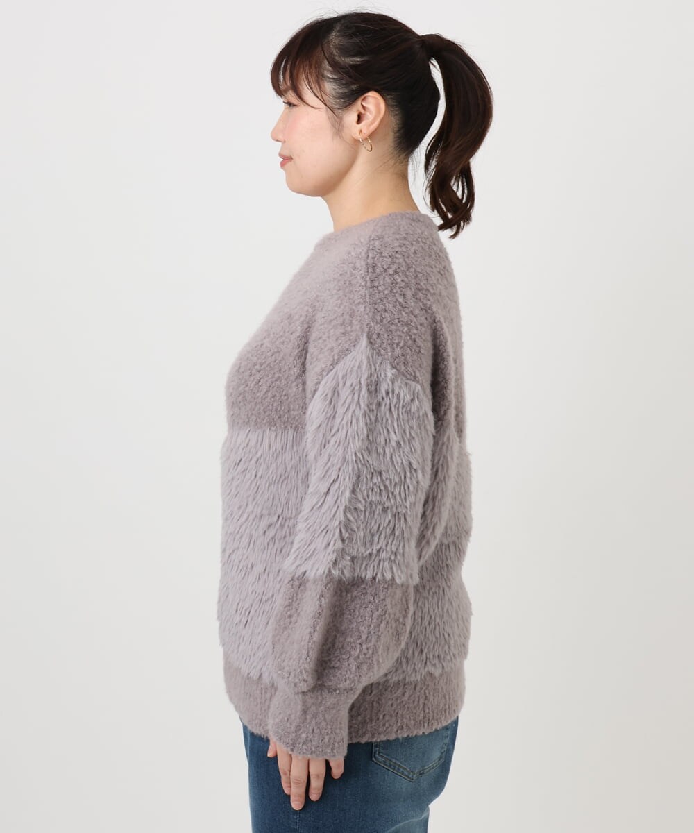 OLFAD12089 eur3(エウルキューブ) 【大きいサイズ/a.v.v×eur3】ブークレーシャギーニット グレー(92)