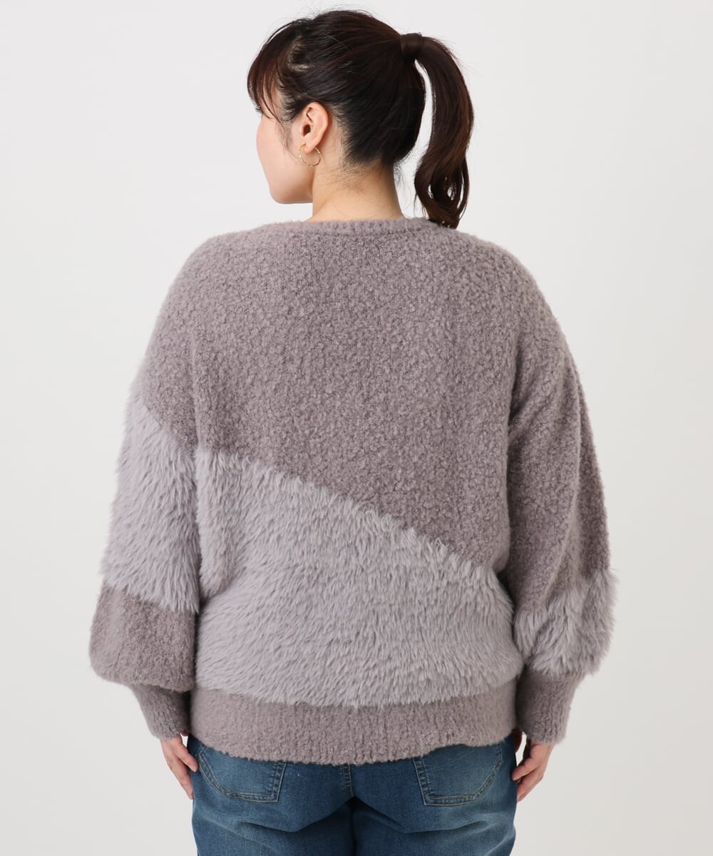 OLFAD12089 eur3(エウルキューブ) 【大きいサイズ/a.v.v×eur3】ブークレーシャギーニット グレー(92)