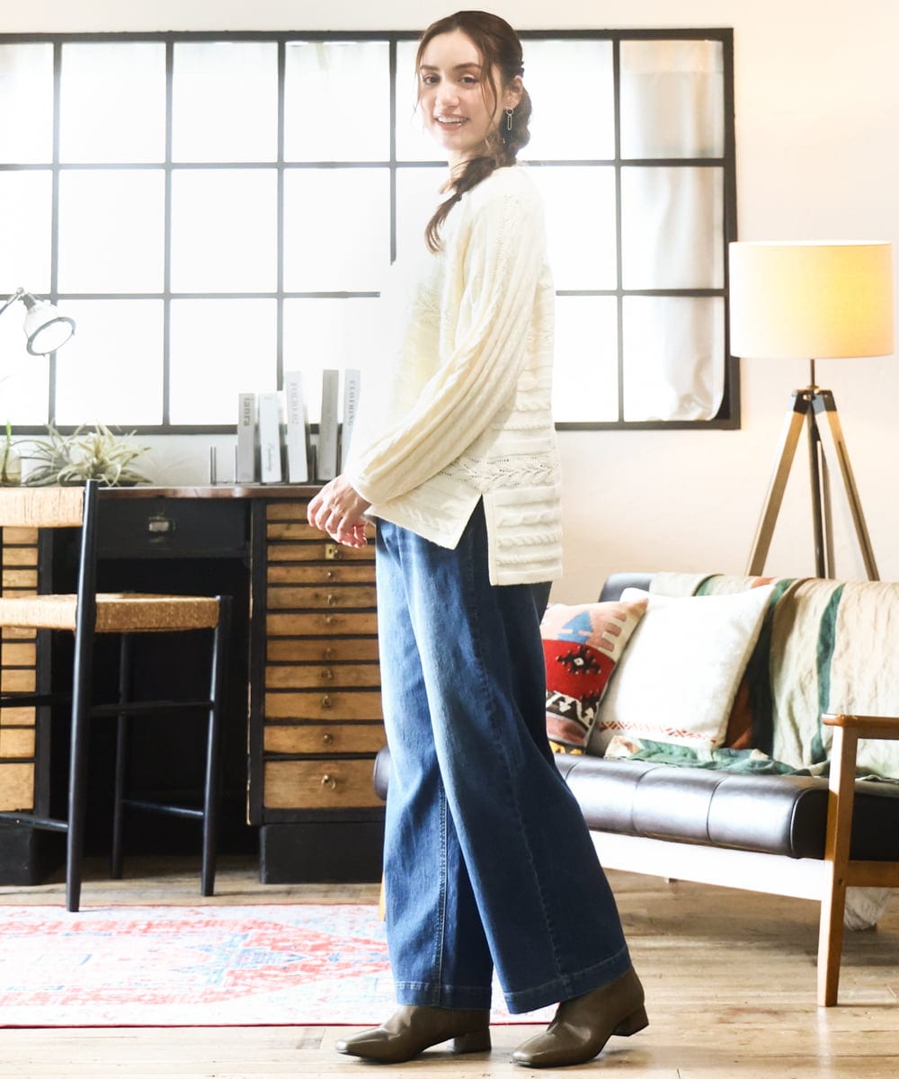 OLFAD14089 eur3(エウルキューブ) 【大きいサイズ】ケーブルニット アイボリー(80)