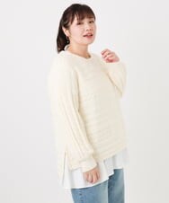 OLFAD14089 eur3(エウルキューブ) 【大きいサイズ】ケーブルニット アイボリー(80)