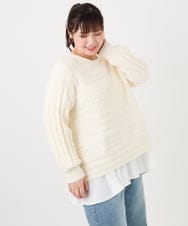 OLFAD14089 eur3(エウルキューブ) 【大きいサイズ】ケーブルニット アイボリー(80)