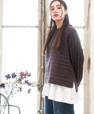 OLFAD14089 eur3(エウルキューブ) 【大きいサイズ】ケーブルニット ダークブラウン(87)
