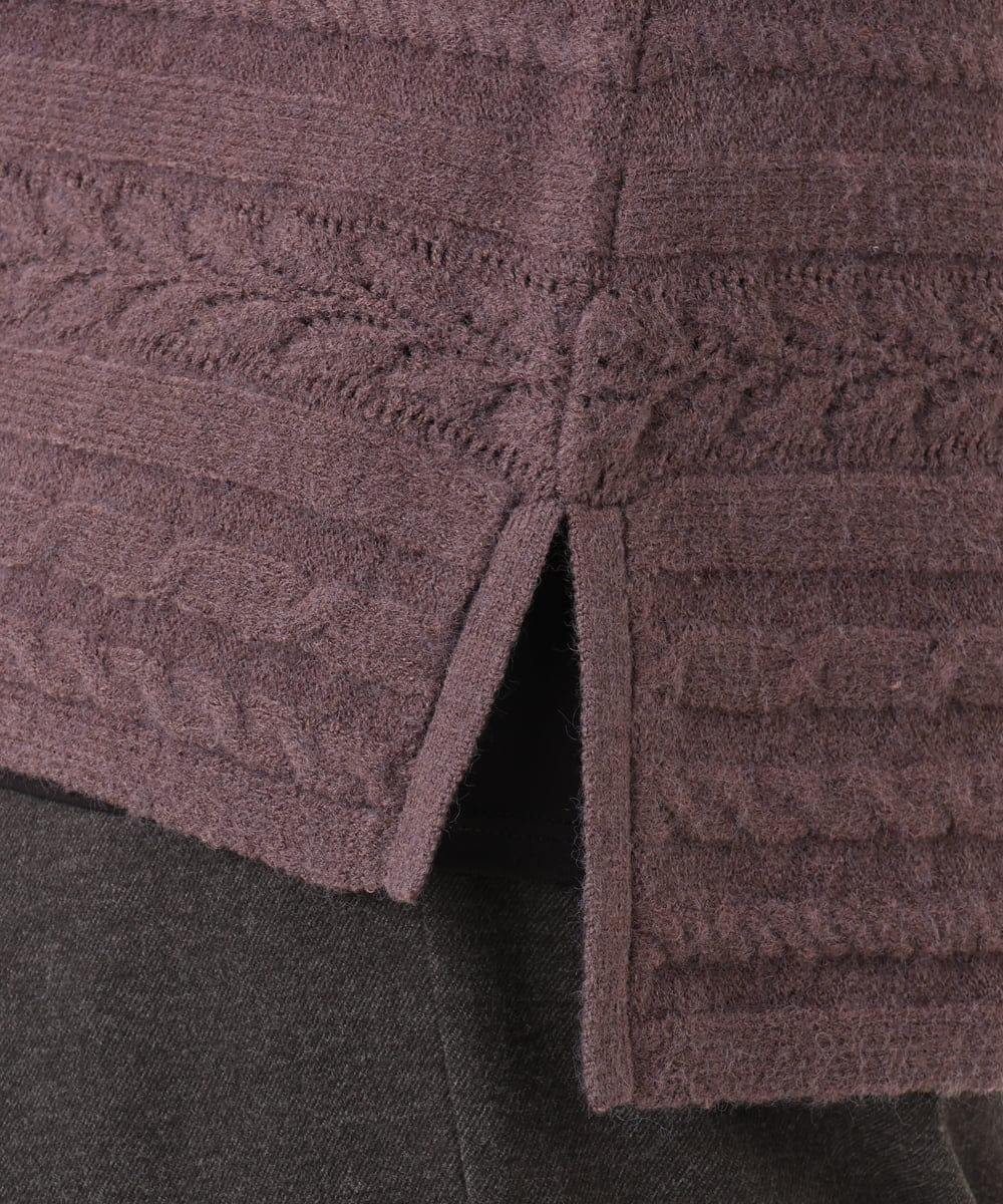 OLFAD14089 eur3(エウルキューブ) 【大きいサイズ】ケーブルニット ダークブラウン(87)