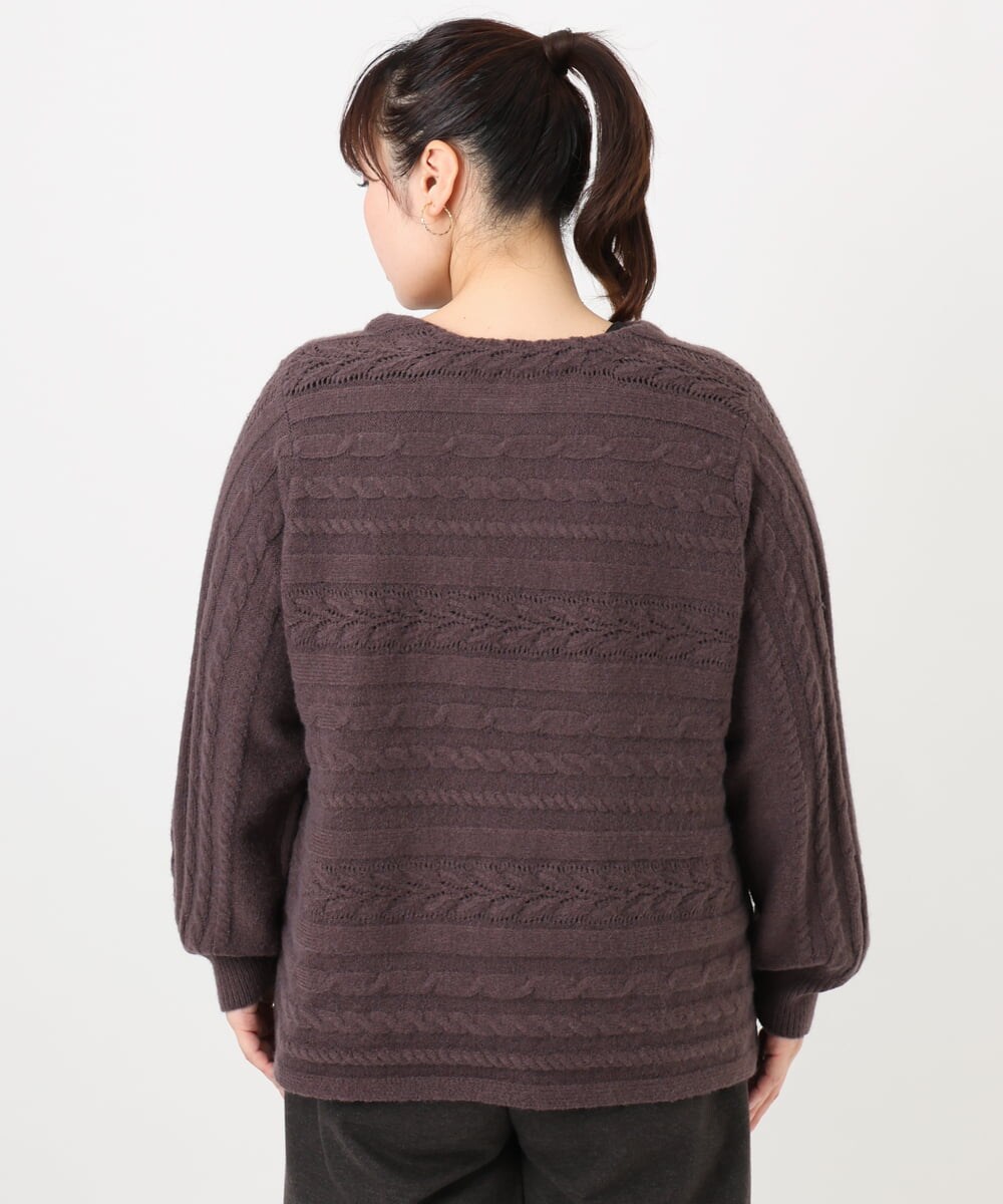 OLFAD14089 eur3(エウルキューブ) 【大きいサイズ】ケーブルニット ダークブラウン(87)