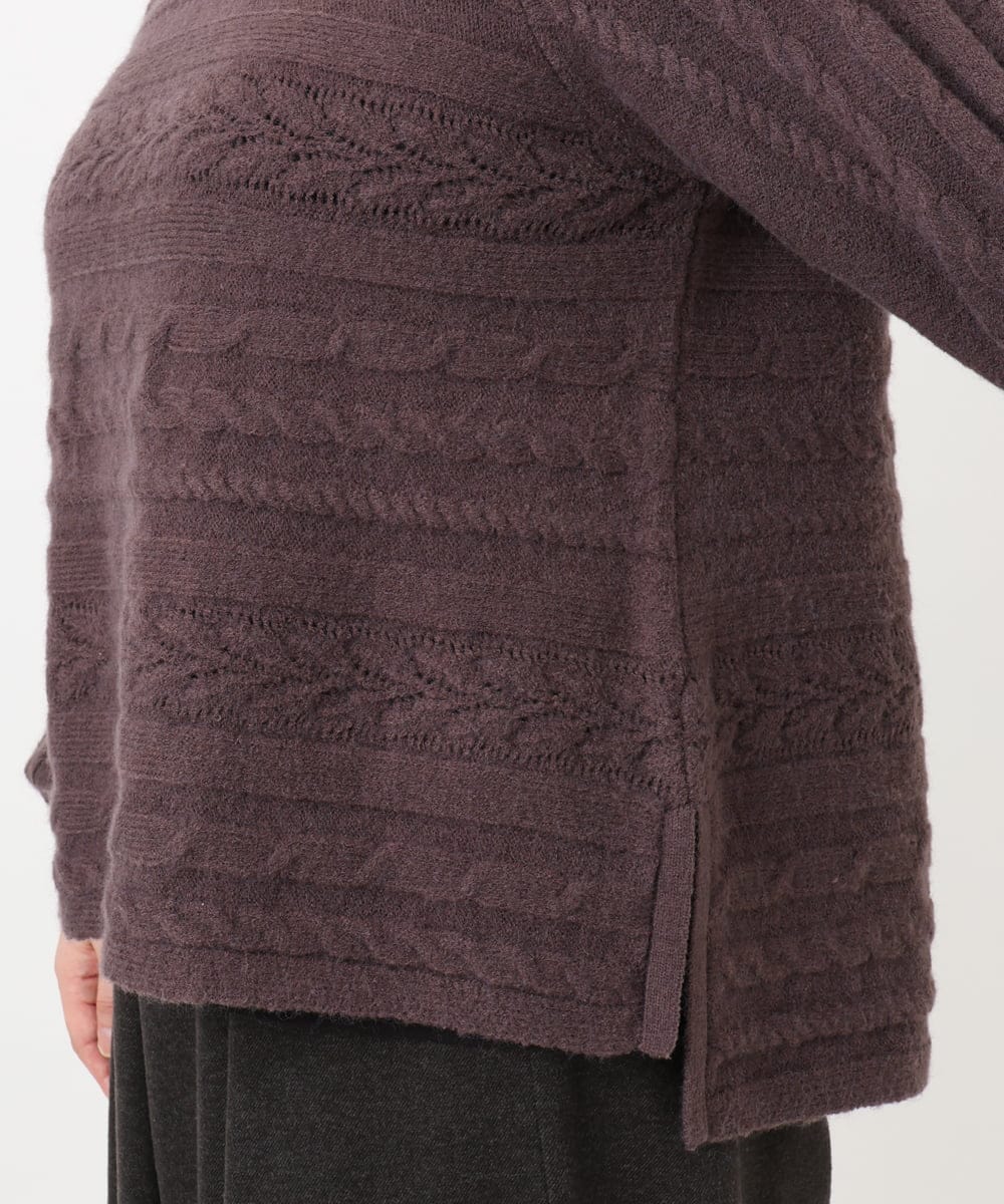 OLFAD14089 eur3(エウルキューブ) 【大きいサイズ】ケーブルニット ダークブラウン(87)