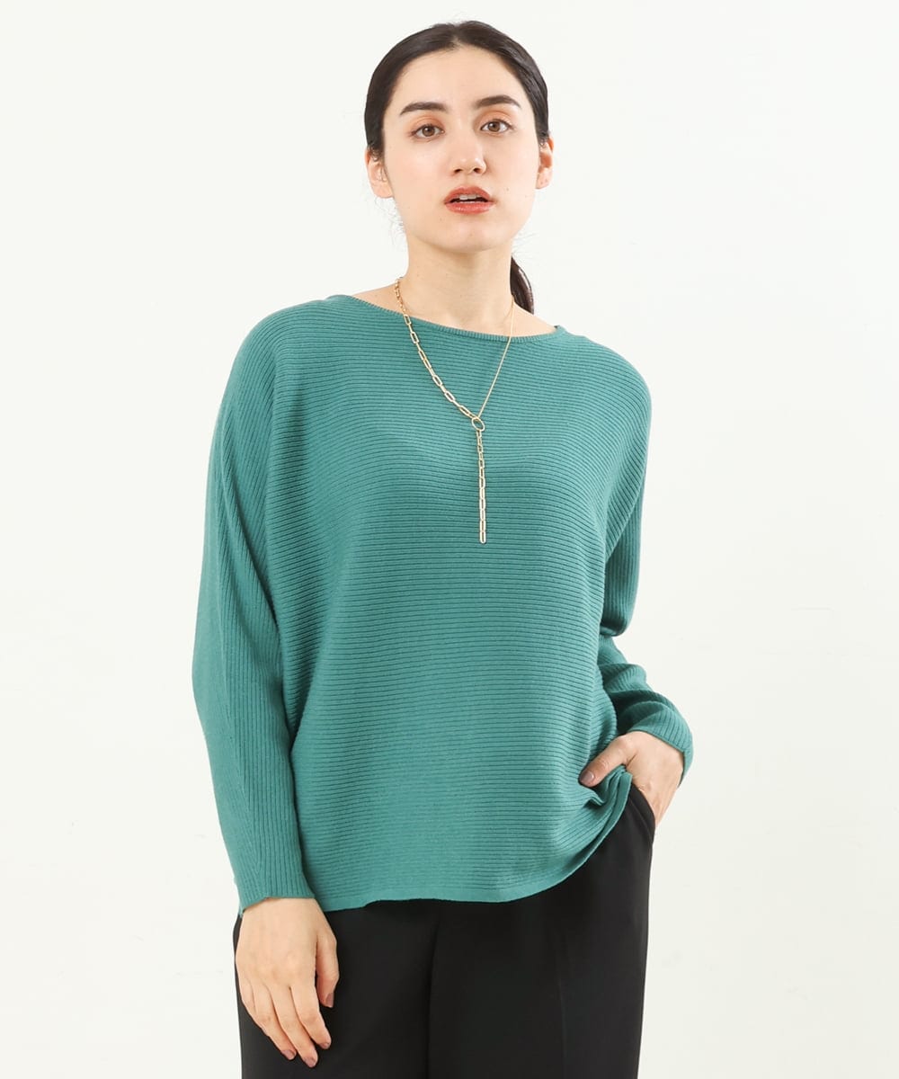 OLFAS04050 eur3(エウルキューブ) 新色追加！【大きいサイズ】横リブニット グリーン(35)