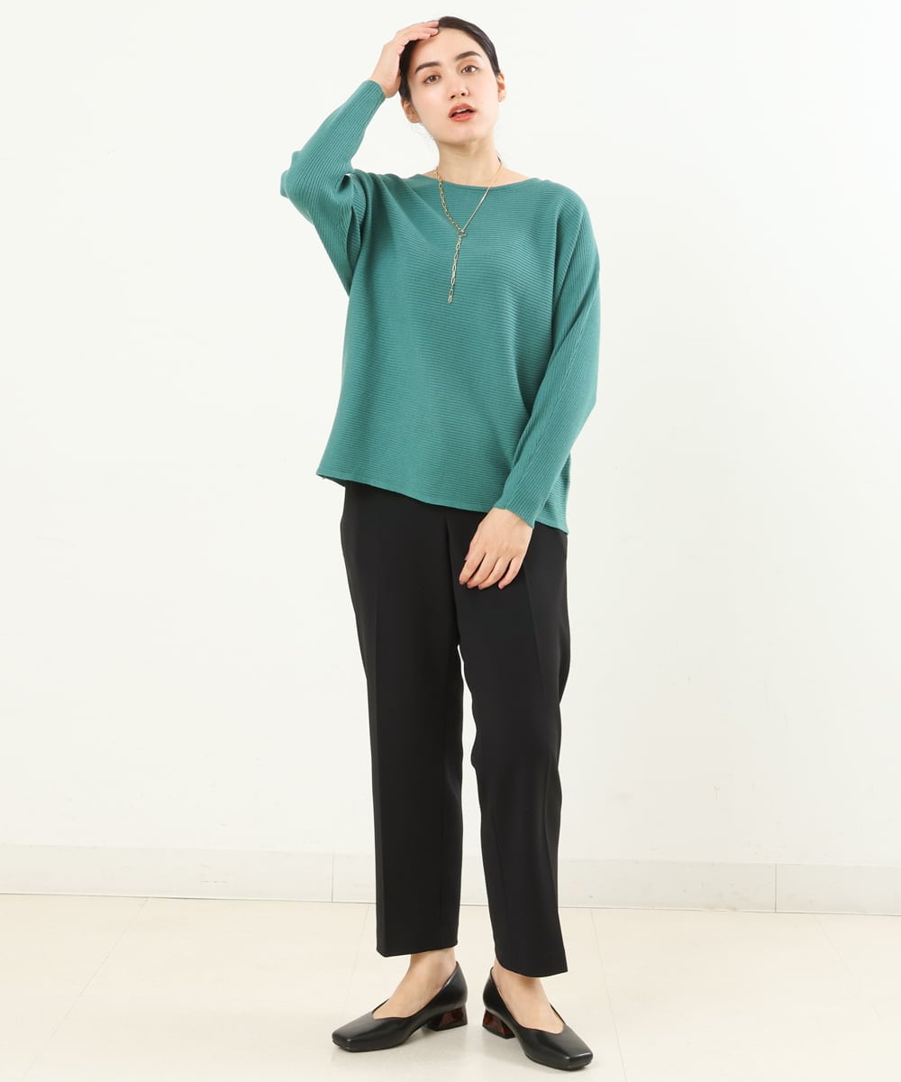 OLFAS04050 eur3(エウルキューブ) 新色追加！【大きいサイズ】横リブニット グリーン(35)