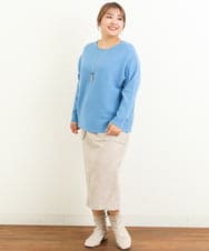 OLFAS04050 eur3(エウルキューブ) 新色追加！【大きいサイズ】横リブニット 新色！ライトブルー(50)
