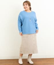 OLFAS04050 eur3(エウルキューブ) 新色追加！【大きいサイズ】横リブニット 新色！ライトブルー(50)