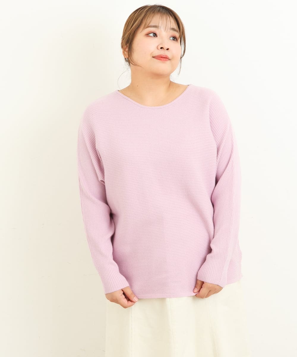 OLFAS04050 eur3(エウルキューブ) 新色追加！【大きいサイズ】横リブニット 新色！ラベンダー(60)