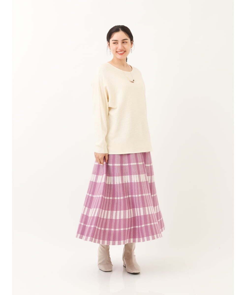 OLFAS04050 eur3(エウルキューブ) 新色追加！【大きいサイズ】横リブニット 新色！アイボリー(80)