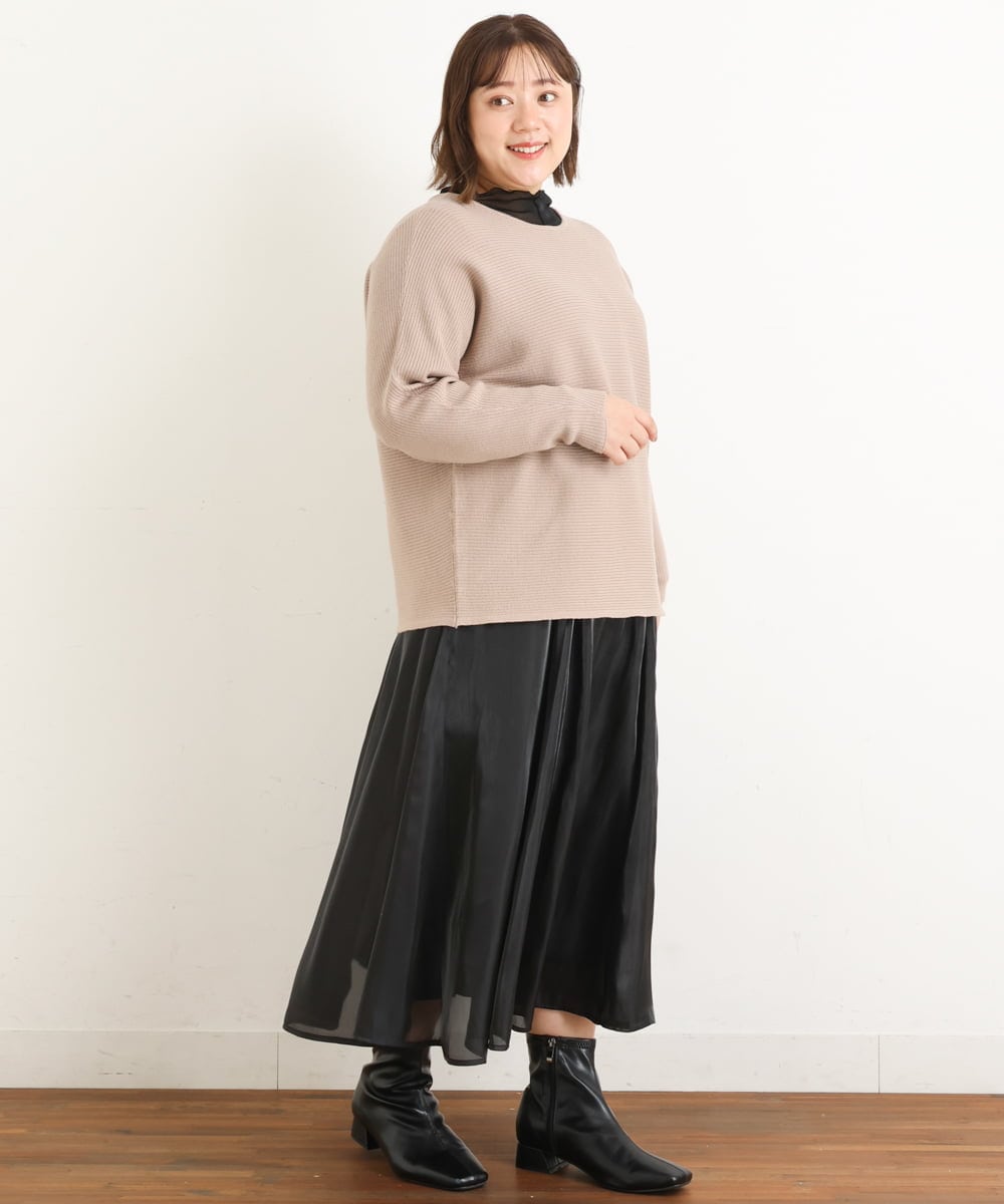 OLFAS04050 eur3(エウルキューブ) 新色追加！【大きいサイズ】横リブニット ベージュ(82)