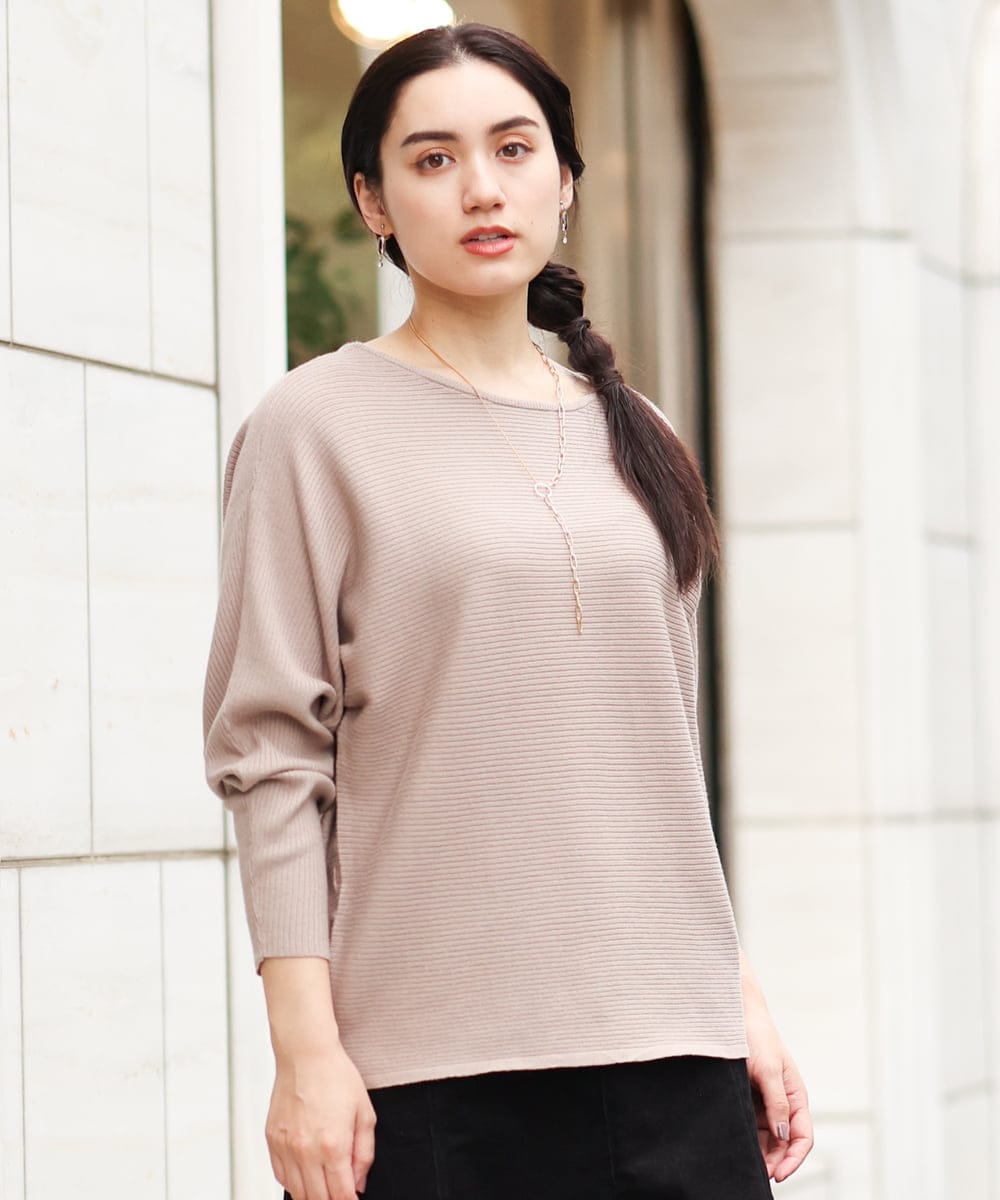 OLFAS04050 eur3(エウルキューブ) 新色追加！【大きいサイズ】横リブニット ベージュ(82)